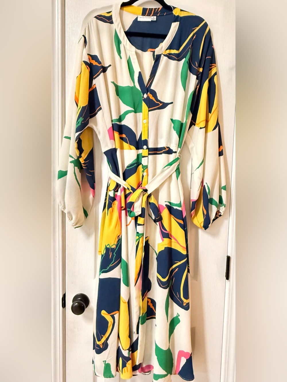 Premier Amour Ivory Floral Button Front Maxi Dress Size 16